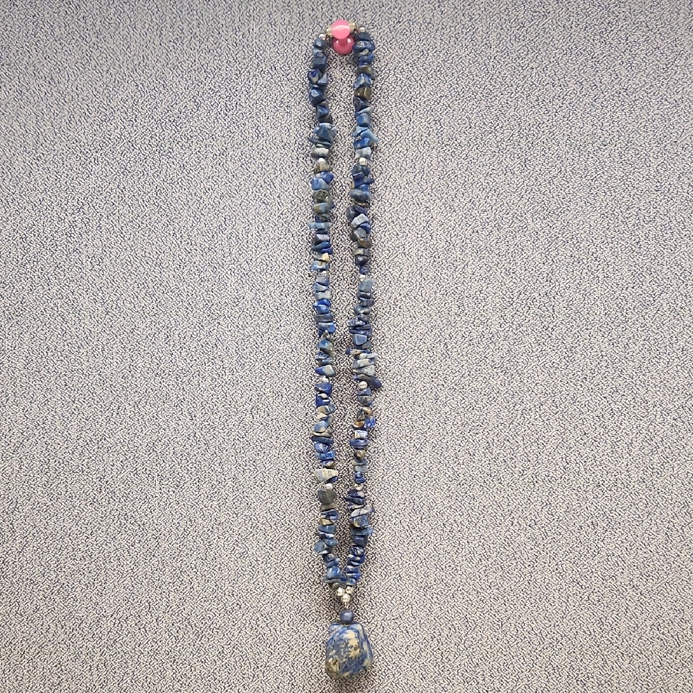 Sodalite Chip Bead Necklace with Sodalite Pendant